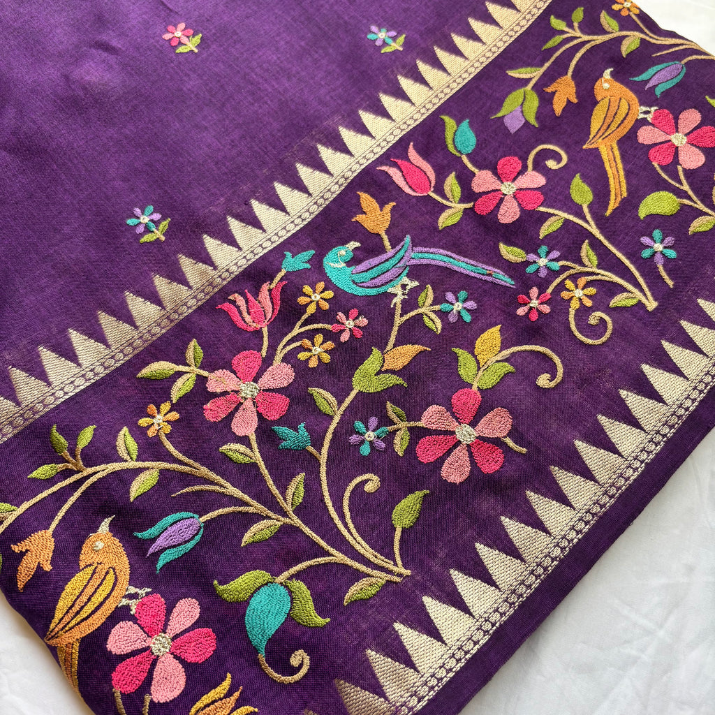 Fancy Tussar Embroidery Sarees