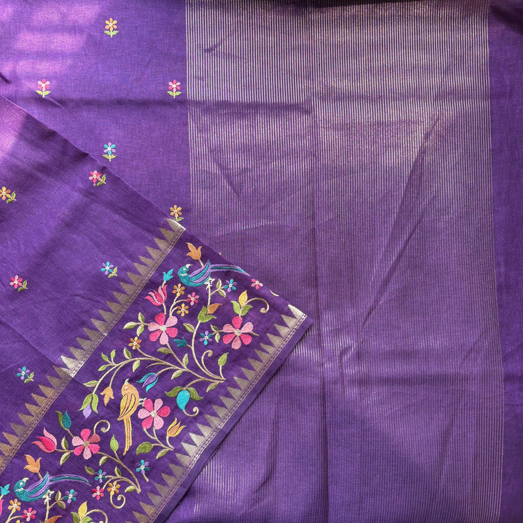 Fancy Tussar Embroidery Sarees