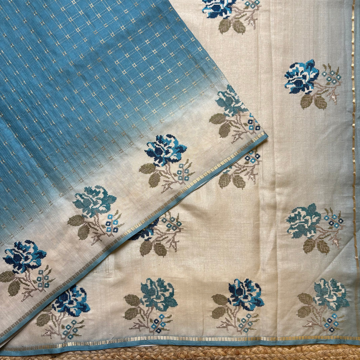 Tussar embroidery sarees